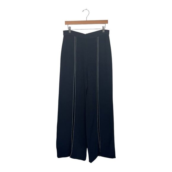 NWT Alexis | Black Oliviera Front Slit White Stitching High Waisted Pants M - Picture 5 of 12